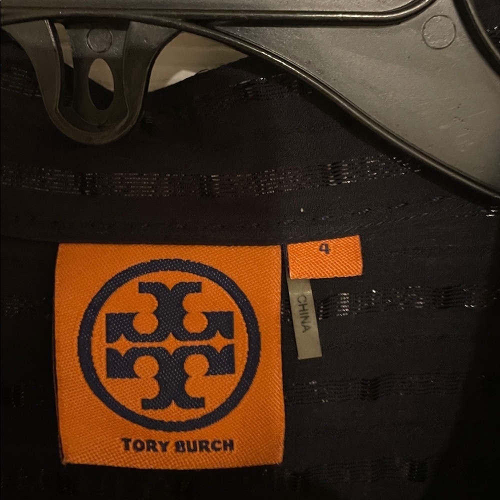 Tory Burch Navy Blue Ruffled Blouse - Picture 2 of 8